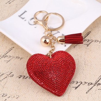 ZOSH Heart Keychain Leather Tassel Gold Key Holder Metal Crystal Key Chain Keyring Charm Bag Auto Pendant Gift Wholesale Price