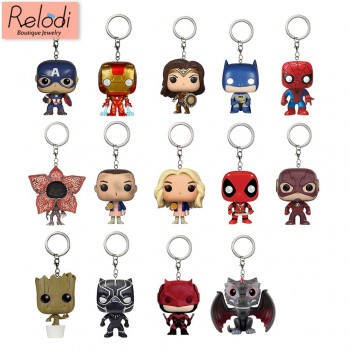 Pop Toys Keychain Marvel Captain America Iron Man Groot Key Ring Kids Wonder Women Key Chain Bag Pendant Jewelry SP1470