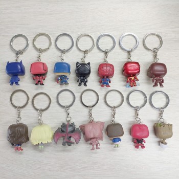 Pop Toys Keychain Marvel Captain America Iron Man Groot Key Ring Kids Wonder Women Key Chain Bag Pendant Jewelry SP1470