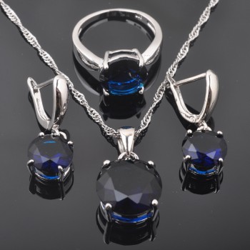 FAHOYO Classic Round Black Zircon Womens 925 Sterling Silver Jewelry Sets Earrings/Pendant/Necklace/Rings Free Shipping QZ0218