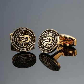 DY  Men French shirt Cufflinks  New high quality enamel gold silver round carving pattern retro pattern Cufflinks free shipping