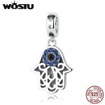 Genuine 925 Sterling Silver Hamsa Hand  Eye Charms Dangles Fit Original WST Bracelet Necklace Authentic Jewelry Gift