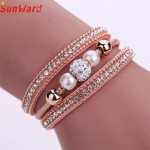 OTOKY Hot Sale 2018 1pc Fashion Women Multilayer Bangle Bracelet Crystal Beaded Leather Magnetic Wristband Drop Shipping Mar5