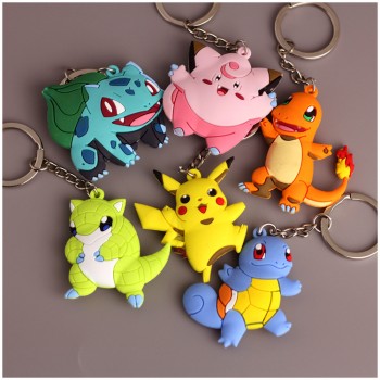 3D Anime Figure Pokemon Go Keychain PVC Cartoon Pocket Monsters Pikachu Naruto Pendant Key Chain Key Ring Kids Key Holder Gift