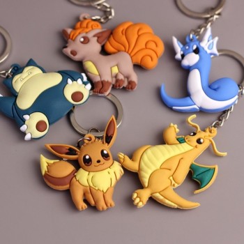 3D Anime Figure Pokemon Go Keychain PVC Cartoon Pocket Monsters Pikachu Naruto Pendant Key Chain Key Ring Kids Key Holder Gift