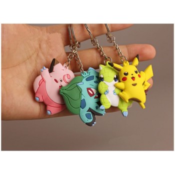 3D Anime Figure Pokemon Go Keychain PVC Cartoon Pocket Monsters Pikachu Naruto Pendant Key Chain Key Ring Kids Key Holder Gift