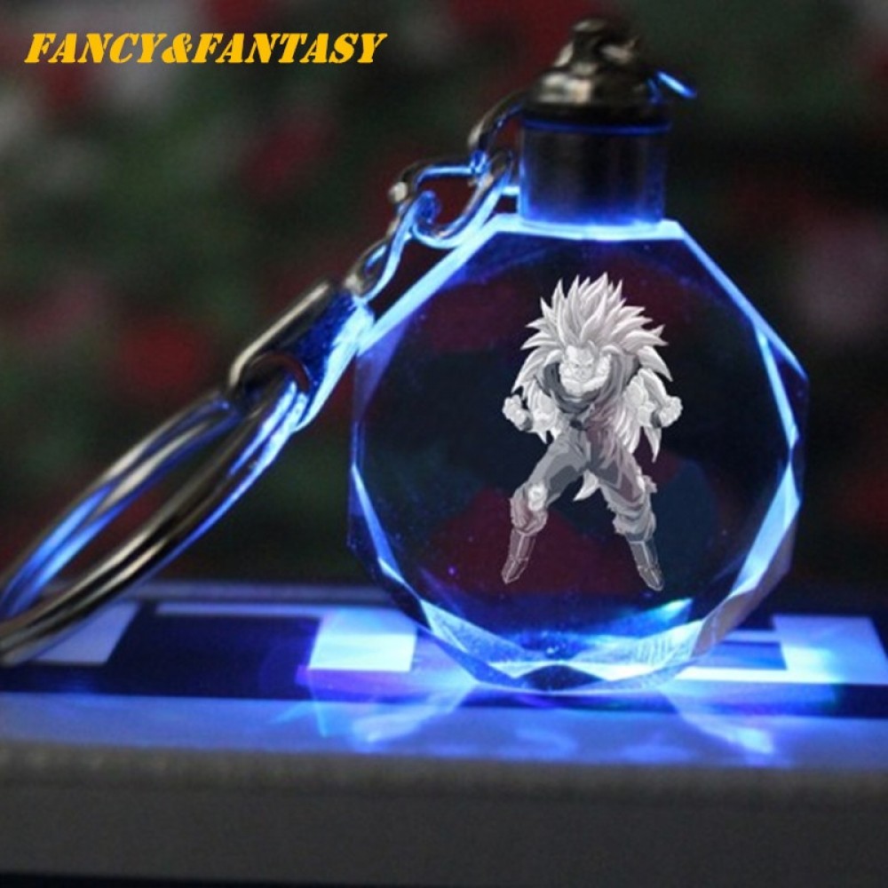 Fancyamp;Fantasy Light Up Dragon Ball  Super Saiyan Crystal Keyring Son Goku Vegeta Trunks Buu Kame-Sennin Keychain LED Pendant