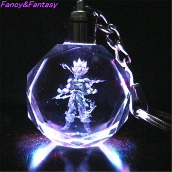 Fancyamp;Fantasy Light Up Dragon Ball  Super Saiyan Crystal Keyring Son Goku Vegeta Trunks Buu Kame-Sennin Keychain LED Pendant