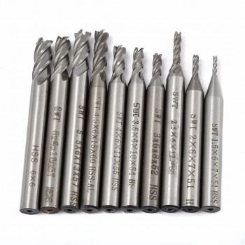 10pcs 4 Flute HSS End Mill Set Straight Shank Aluminum Milling Cutter Tool Set 1.5/2/2.5/3/3.5/4/4.5/5/5.5/6mm