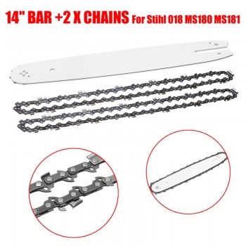 1 Set 2pcs 50 Knots 14 inch Chainsaws Chain Saw + 1 Black Guide 14 inch 3/8 LP For Steele Stihl 018 MS180 MS181