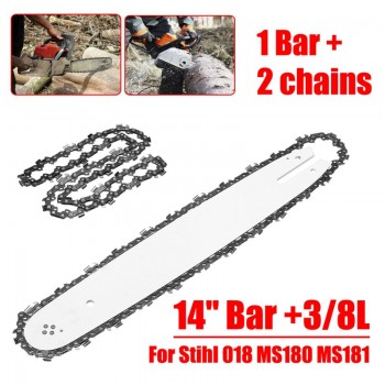 1 Set 2pcs 50 Knots 14 inch Chainsaws Chain Saw + 1 Black Guide 14 inch 3/8 LP For Steele Stihl 018 MS180 MS181