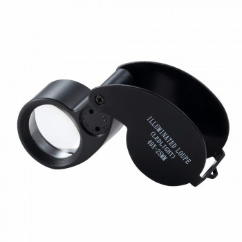 40x 25mm Jewelers Eyes Optical Glass Loupe Magnifier Magnifying LED Light Mini Lupa Plastic Handheld Lens Loep Opvouwbaar