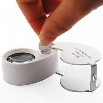 40x 25mm Jewelers Eyes Optical Glass Loupe Magnifier Magnifying LED Light Mini Lupa Plastic Handheld Lens Loep Opvouwbaar