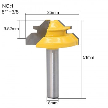 1PC Small Lock Miter Router Bit Anti-kickback 45 Degree 1/2 Inch Stock 1/4 Inch Shank Tenon Cutter for WoodworkingTools-RCT15291