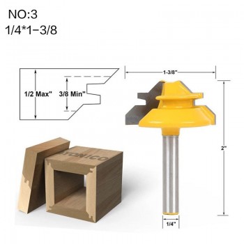 1PC Small Lock Miter Router Bit Anti-kickback 45 Degree 1/2 Inch Stock 1/4 Inch Shank Tenon Cutter for WoodworkingTools-RCT15291