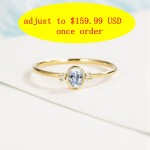 Solid 14k Yellow Gold Ring 4x6mm Oval Cut Natural Aquamarine Diamonds Women Engagement Wedding Ring Trendy Fine Jewelry