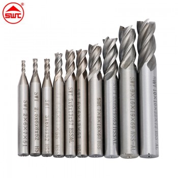 10PCS HSS 2-10mm Milling Cutter CNC Straight Shank 4 Flute Mill Metal Cutter CNC Tools