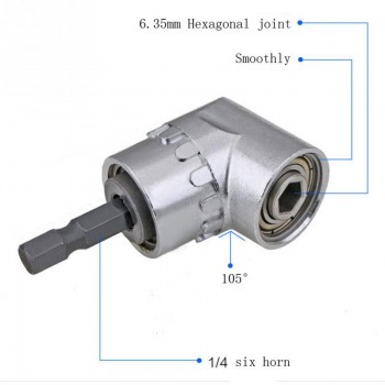 Right Angle Drill 105 Degree Right Angle Driver Angle Extension Power Screwdriver Drill Attachment 1/4inch Hex Bit Drill Bit #01