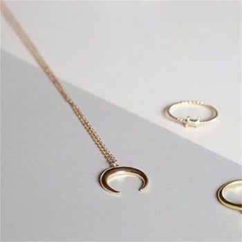 Hot Sale Delicate kolye pendant Necklace Curved crescent moon necklace Gold Silver women Necklace ladies Jewelry Birthday Gift