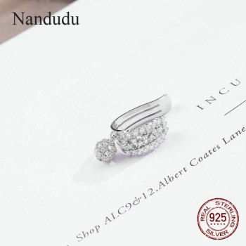 Nandudu 925 Sterling Silver Clip Earrings No Pierced Non-piercing Earcuff Clip Earrings Without Piercing Silver Brincos CE401