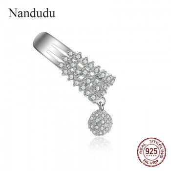 Nandudu 925 Sterling Silver Clip Earrings No Pierced Non-piercing Earcuff Clip Earrings Without Piercing Silver Brincos CE401