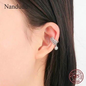 Nandudu 925 Sterling Silver Clip Earrings No Pierced Non-piercing Earcuff Clip Earrings Without Piercing Silver Brincos CE401