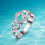 Dankadi 2016 Summer Collection 925 Sterling Silver Zircon ring.Heart to Heart Ring Double Heart Fine Jewelry for Women