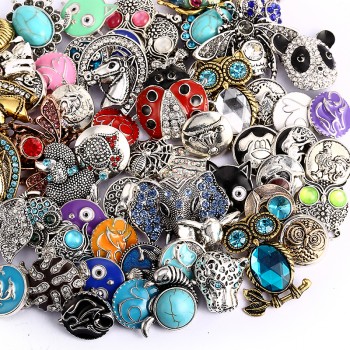 10pcs/lot Wholsale 18mm Snap Jewelry Mixed Styles Snap Buttons Fit Snap Bracelet Bangles Necklaces