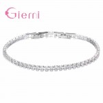 GIEMI 2018 Simple Style 925 Sterling Silver Bracelet with AAA Zircon Crystal Femme Lovers Link Chain Jewelry Bangles for Women