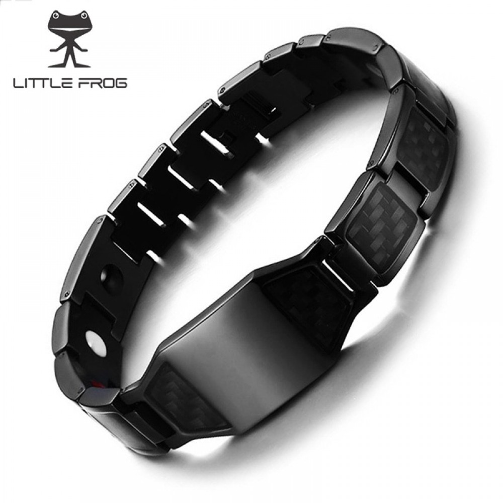 LITTLE FROG Stylish Mens Carbon Fiber Energy Bracelets Health Magnetic Link Chain Bracelets Bangles Perfect Gifts Accessories