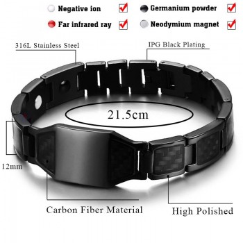 LITTLE FROG Stylish Mens Carbon Fiber Energy Bracelets Health Magnetic Link Chain Bracelets Bangles Perfect Gifts Accessories