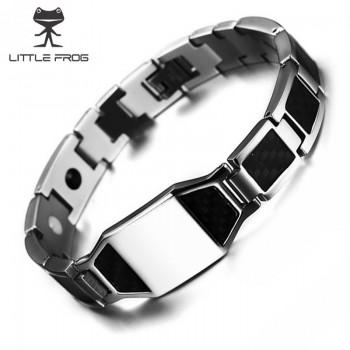 LITTLE FROG Stylish Mens Carbon Fiber Energy Bracelets Health Magnetic Link Chain Bracelets Bangles Perfect Gifts Accessories