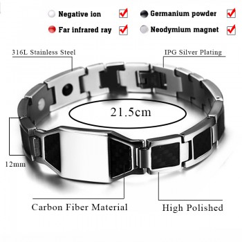 LITTLE FROG Stylish Mens Carbon Fiber Energy Bracelets Health Magnetic Link Chain Bracelets Bangles Perfect Gifts Accessories