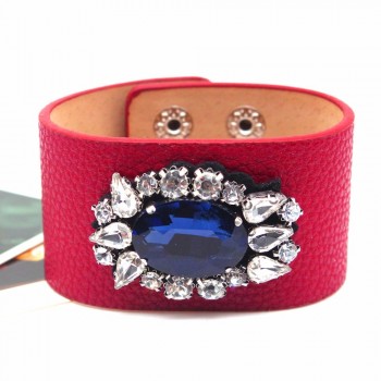 The New Leather Bracelet Rhinestone Bracelet Charm Contracted And Generous Fashion Jewelry  Bracelet Bangle