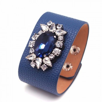 The New Leather Bracelet Rhinestone Bracelet Charm Contracted And Generous Fashion Jewelry  Bracelet Bangle