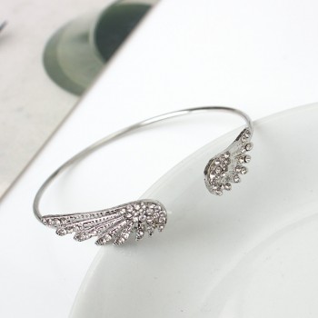 Angel Wings Bracelet Adjustable Woman Riding Bike Jewelry Gifts Open Bracelet Silver Plated Crystal Wholesale Spacecraft Punk