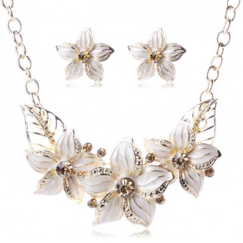 Austrian Crystal Enamel Flower Jewelry Sets Women African Costume Jewelry Maxi Necklace Earring Set XY-N404