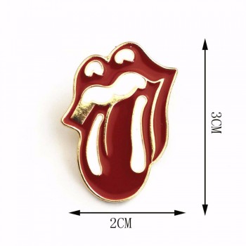 Timlee X189 Punk Style Oil Drop Metal Rock Stones Red lip Tongue Brooch Pins Button Pins Girl Jeans Bag Decoration Gift