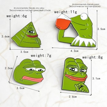 Smiling Sad Frog Pepe Mens Brooch Lapel Button Icon with Sad Dad Frog Pin Set Brooch Badge Backpack Bag Hat Accessories