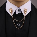 i-Remiel Metal Dragon Animal Pins and Brooches Dragons Head Brooch Shirt Collar Chip Tassel Chain Flower Suit Lapel Accessories