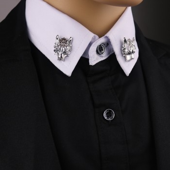 i-Remiel Metal Dragon Animal Pins and Brooches Dragons Head Brooch Shirt Collar Chip Tassel Chain Flower Suit Lapel Accessories