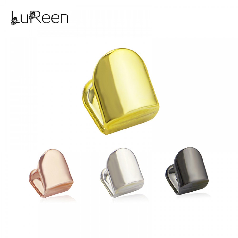 LuReen Hip Hop Gold Single Grillz Top amp; Bottom Teeth Grills Dental Vampire Teeth Caps Halloween Tooth Jewelry Party XHYT1023