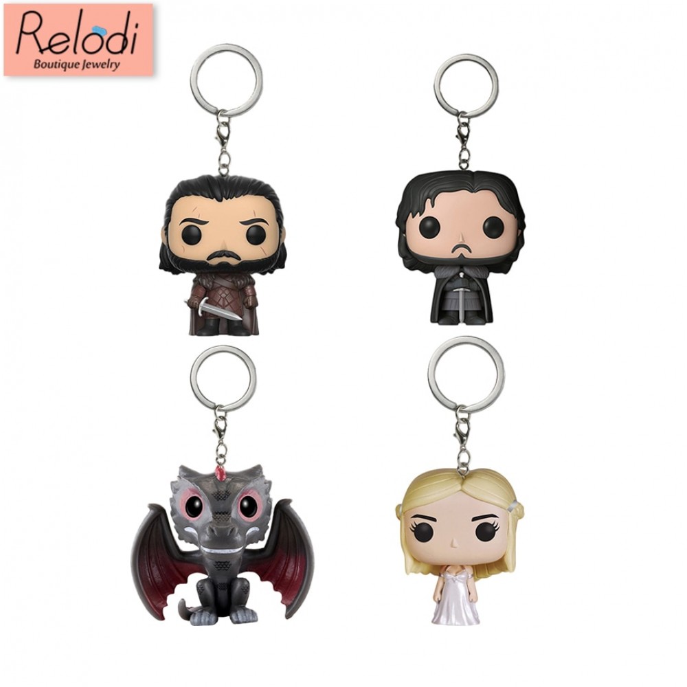 Game of Thrones Keychain Q Version Doll Daenerys Targaryen Drogon Jon Snow Car Key Chain Pendant Pop Key Protector SP1640