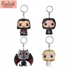 Game of Thrones Keychain Q Version Doll Daenerys Targaryen Drogon Jon Snow Car Key Chain Pendant Pop Key Protector SP1640