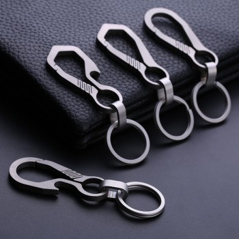 Real Titanium Alloy Key Chain Men EDC Lightweight Titanium Keychain Hanging Buckle Key Rings Quickdraw Tool Creative KeyRing