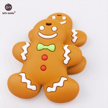 Lets Make Silicone Villain Teether Gingerbread Man Silicone Pendants BPA Free Safe 5pc Nursing Necklace Accessories Charms