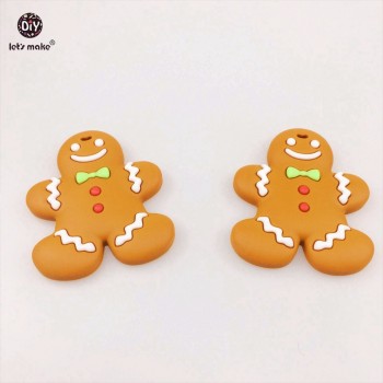 Lets Make Silicone Villain Teether Gingerbread Man Silicone Pendants BPA Free Safe 5pc Nursing Necklace Accessories Charms