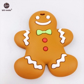 Lets Make Silicone Villain Teether Gingerbread Man Silicone Pendants BPA Free Safe 5pc Nursing Necklace Accessories Charms