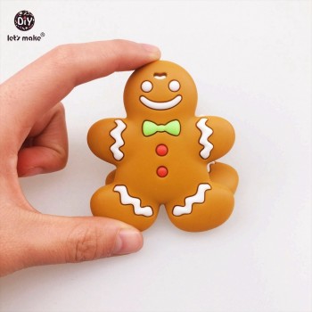 Lets Make Silicone Villain Teether Gingerbread Man Silicone Pendants BPA Free Safe 5pc Nursing Necklace Accessories Charms