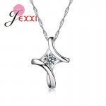 JEMMIN Romantic Irregular 925 Sterling Silver Cross Cubic Zircon Pendant Necklace Women Girlfriend Best Lovely Gifts Accessories